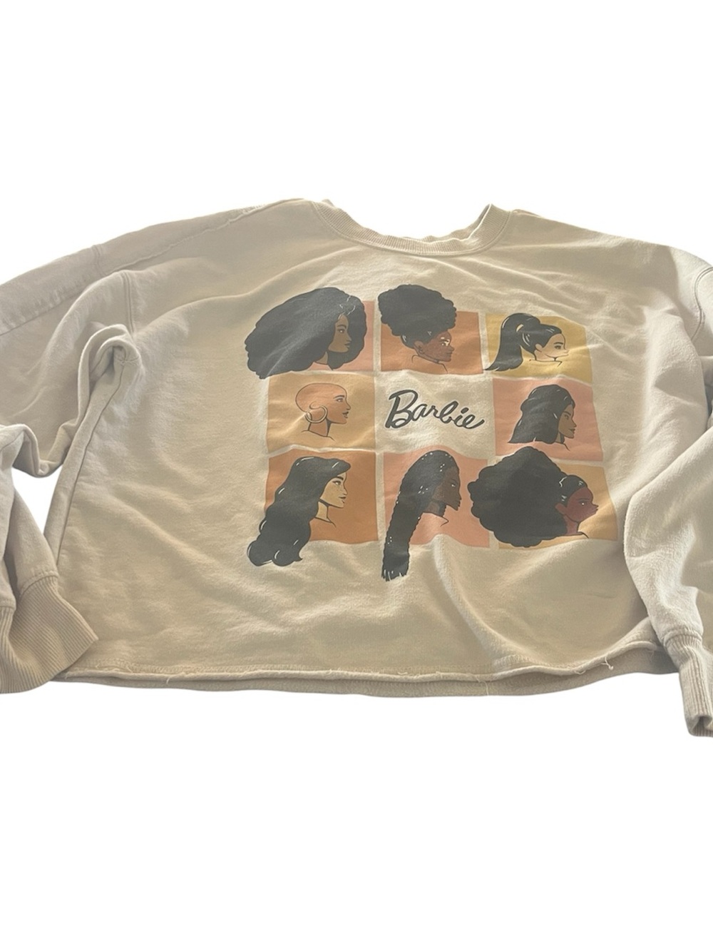 Barbie Beige Sweatshirt with Multicolor Portrait Grid